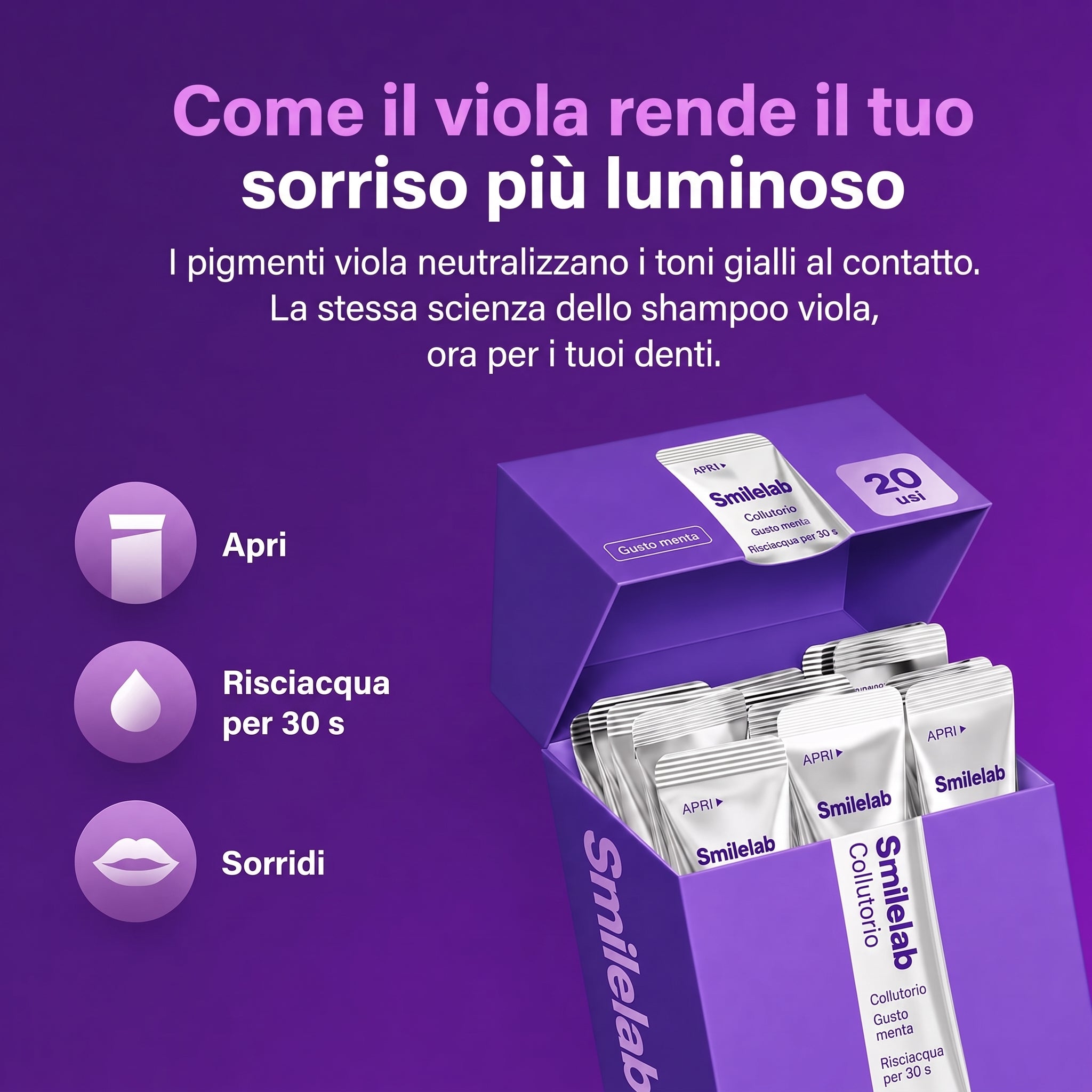 Collutorio sbiancante viola